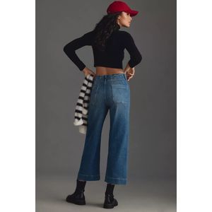 NWT Maeve By Anthropologie The Colette Denim Cropped Wide-Leg Jeans Women's 26
